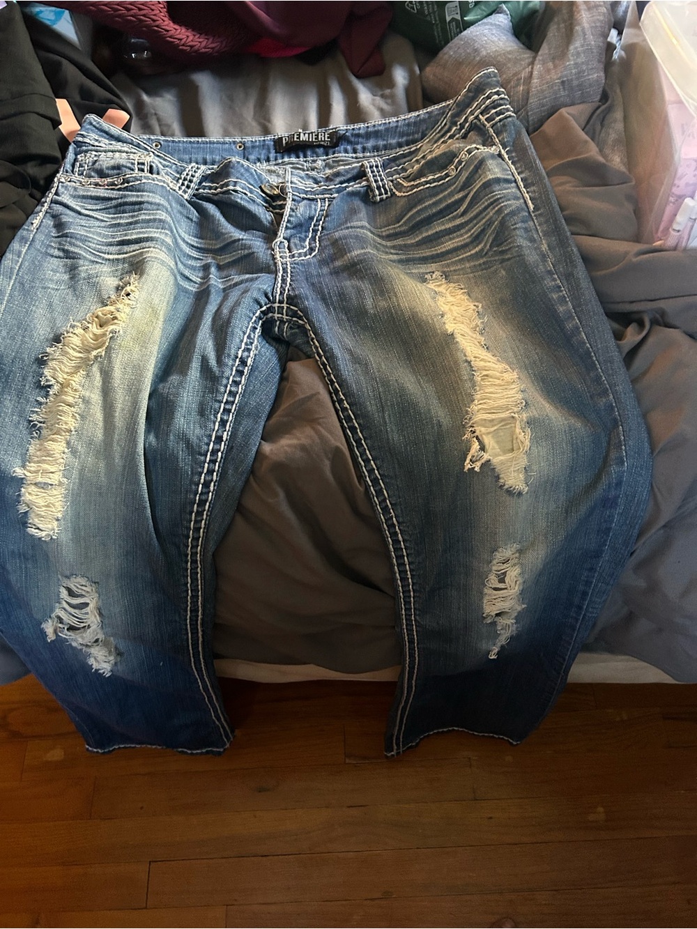 Gorgeous Premier Light Blue Distressed Denim Jeans